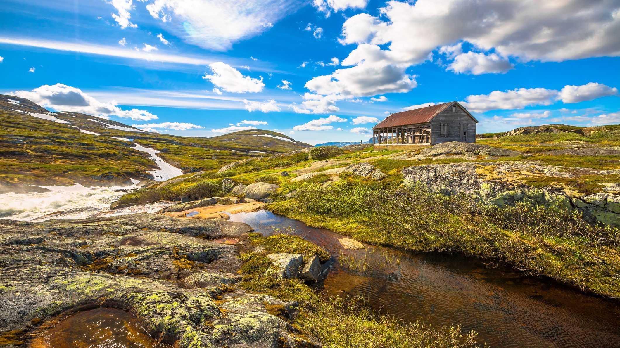 Geilo fjell og hytte i sol